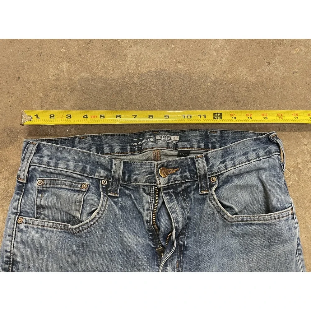 Carhartt 102804 M49‎ Jeans Mens 32x32 Medium Wash Blue Relaxed Stretch Zip Fly